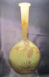 cameo glass French art nouveau vase, soliflore, by Emile Gall.  ca 1910