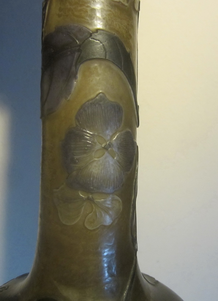 Gorgeous authentic acid etched cameo glass Gall vase. French art nouveau vase by Emile Gall