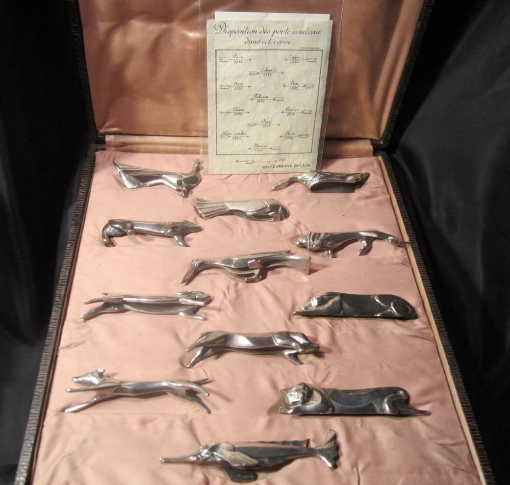 set of 12 Gallia silver plated knife rests, Sandoz for Christofle