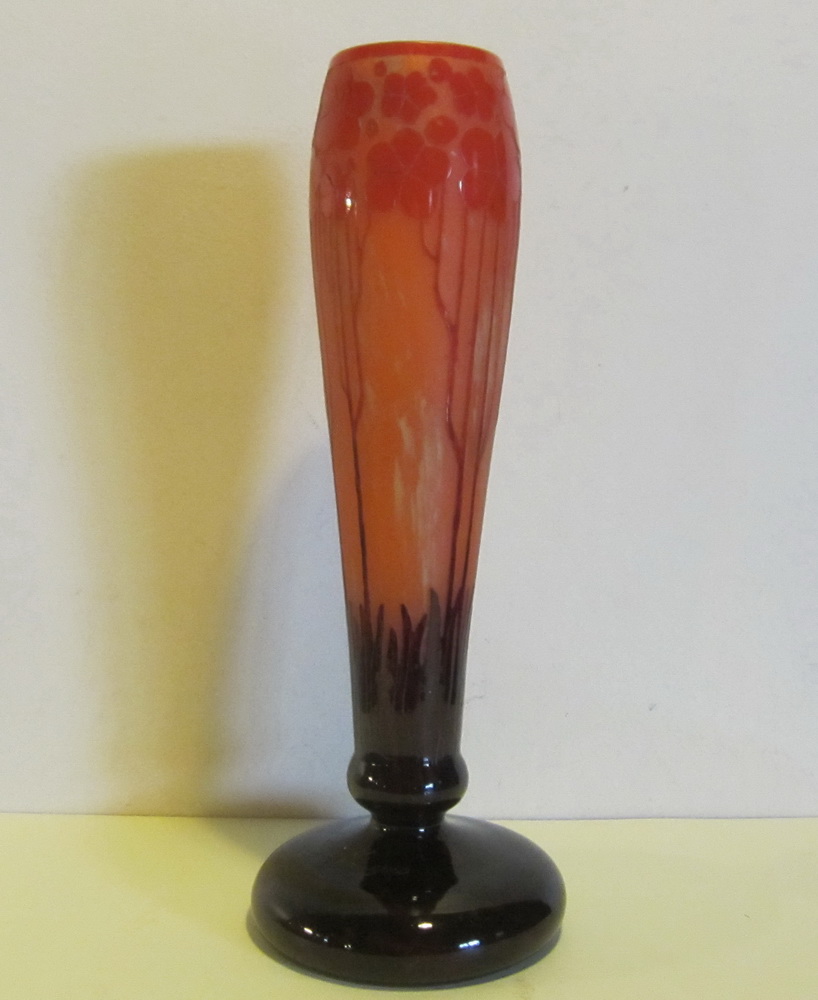 art nouveau acid etched cameo glass vase by Le Verre Franais, Charles Schneider