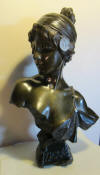 Art nouveau bronze bust by E. Villanis, Tzigane