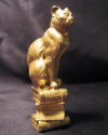 Antique gild bronze wax seal: learned cat on books. 
