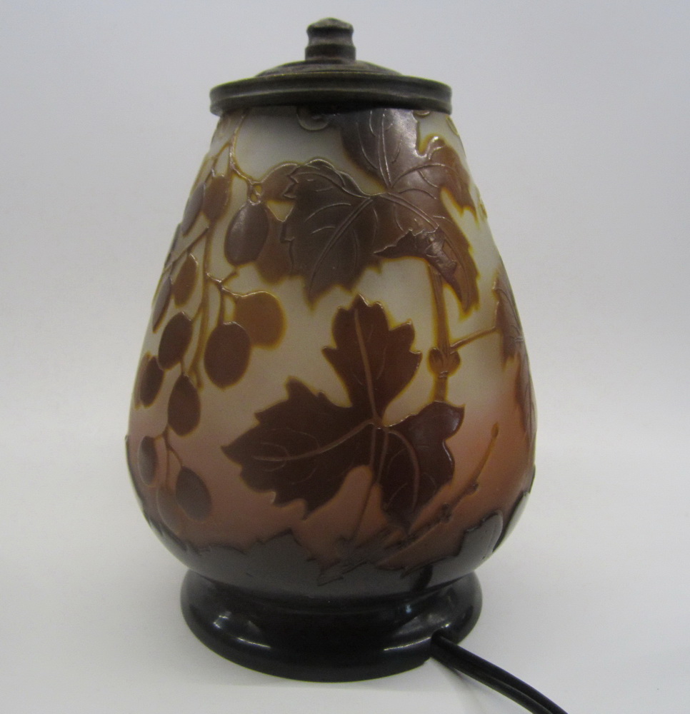 acid etched cameo glass  Emile Gall night light. ca 1900