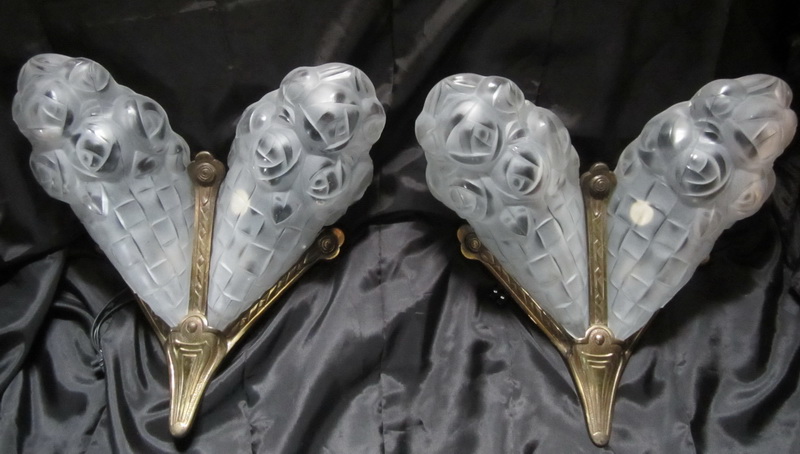 art deco pair of wall lights