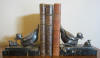 art deco silver plated metal book ends by Benjamin Rabier