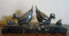 art deco silver plated metal book ends by Benjamin Rabier