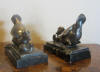 art deco silver plated metal book ends by Benjamin Rabier