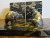 French silver plated BRONZE art deco bookends : cute bears on marble base