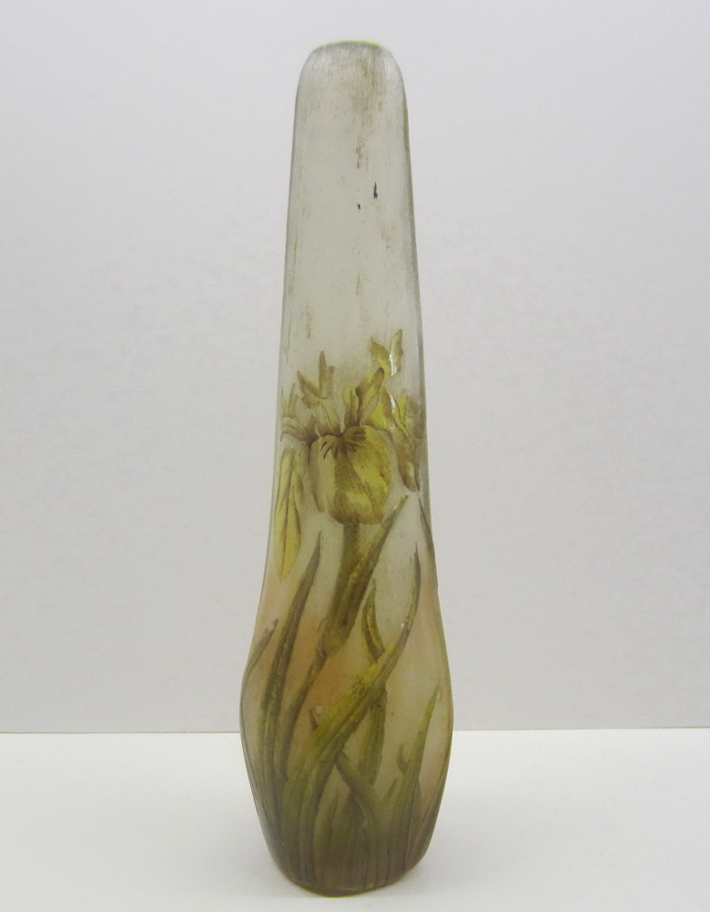 art nouveau acid etched DAUM NANCY cameo glass daffodil vase 