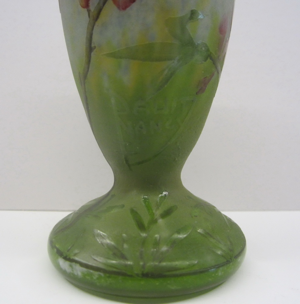 art nouveau acid etched mini DAUM NANCY cameo glass vase 