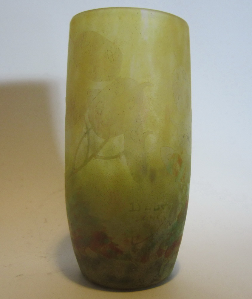 art nouveau acid etched and carved DAUM NANCY cameo glass vase with subtle flowers