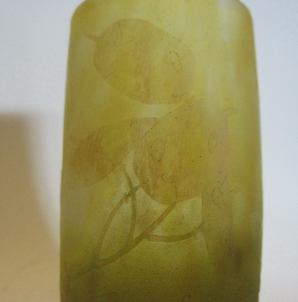 art nouveau acid etched and carved DAUM NANCY cameo glass vase with subtle flowers