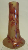 Miniature art nouveau cameo glass vase with thistles, Daum