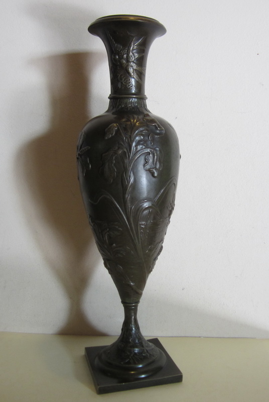  bronze art nouveau vase, by Auguste De Wever