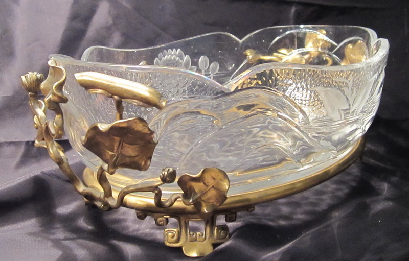 Superb art nouveau Baccarat crystal bowl in gilt bronze mount by Edouard Enot!