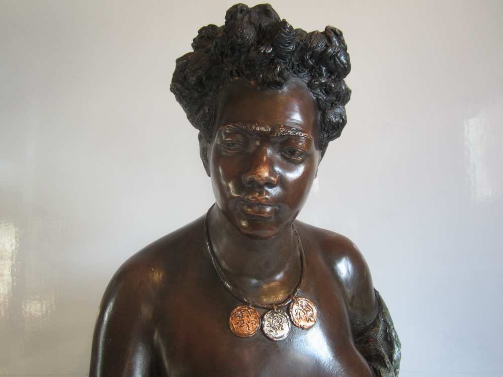 Terra cotta bust of a Nubian girl by Friedrich Siegfried Goldscheider, Austria, ca 1900