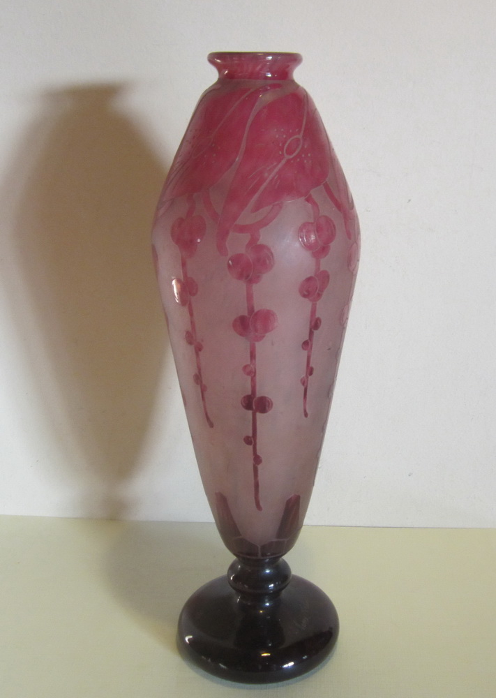 French art deco cameo glass vase in pate de verre by Le Verre Francais, (Charles Schneider).