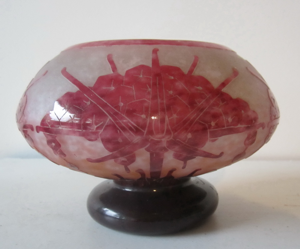 Art deco vase Le Verre Francrais, rhododendron ca 1927