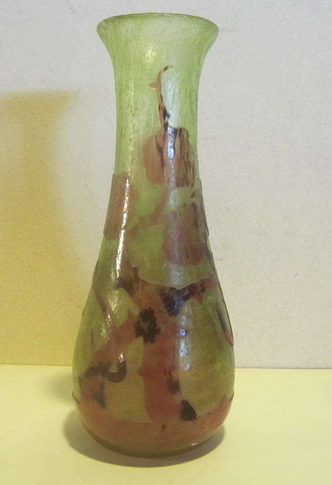 art nouveau acid etched cameo glass vase; by Charles Schneider, Le Verre Francais.