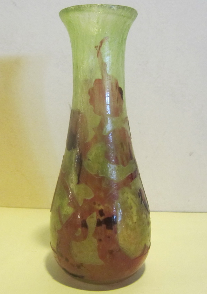 art nouveau acid etched cameo glass vase Le Verre Francais.