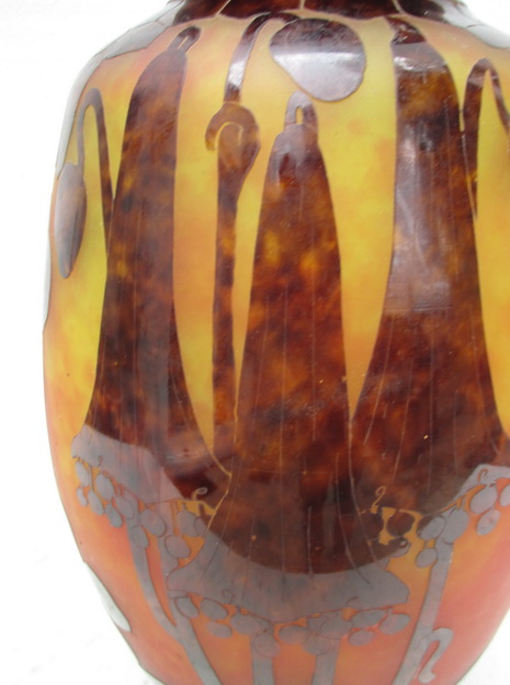 acid etched cameo glass Le Verre Francais vase by Charles Schneider.