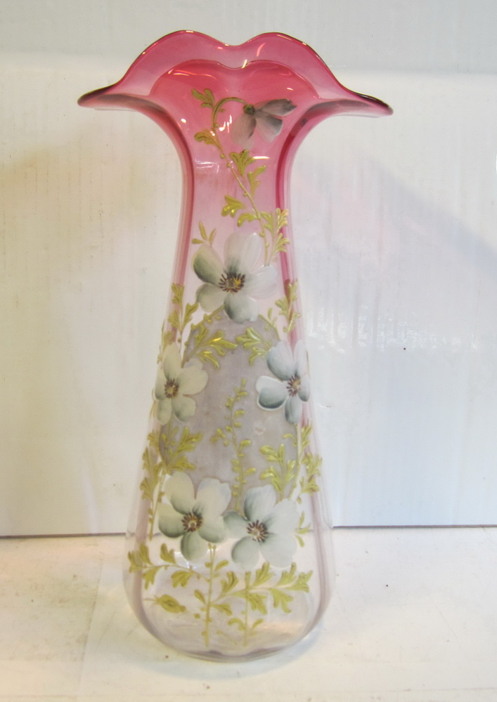 Legras vase with enamelled flowers, ca 1910
