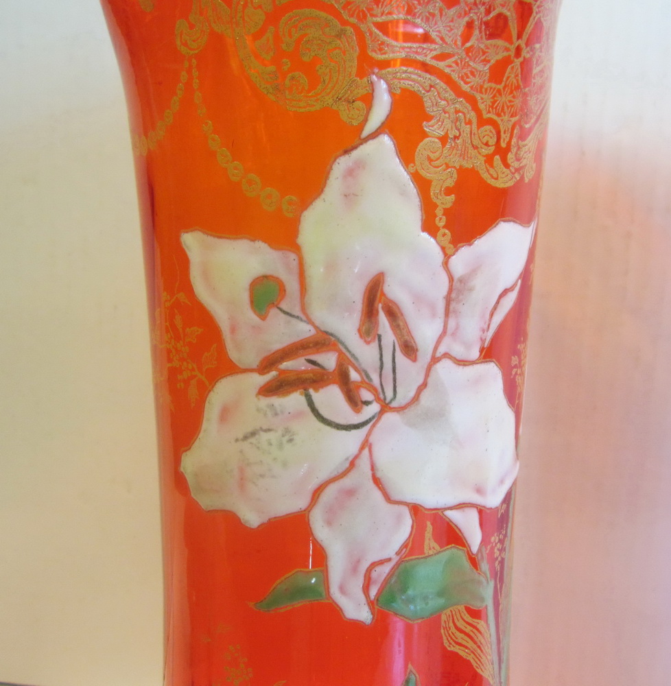 Lovely pair of antique art nouveau glass Legras vases, ca 1910