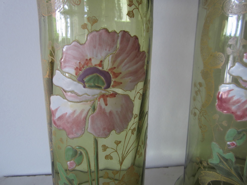 Lovely pair of antique art nouveau glass Legras
