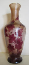 Legras cameo glass vase Rubis series 43 cm high