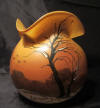 Small Legras vase, enameled winter landscape