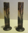 Pair of miniature cameo glass landscape vases by Legras, ca 1910