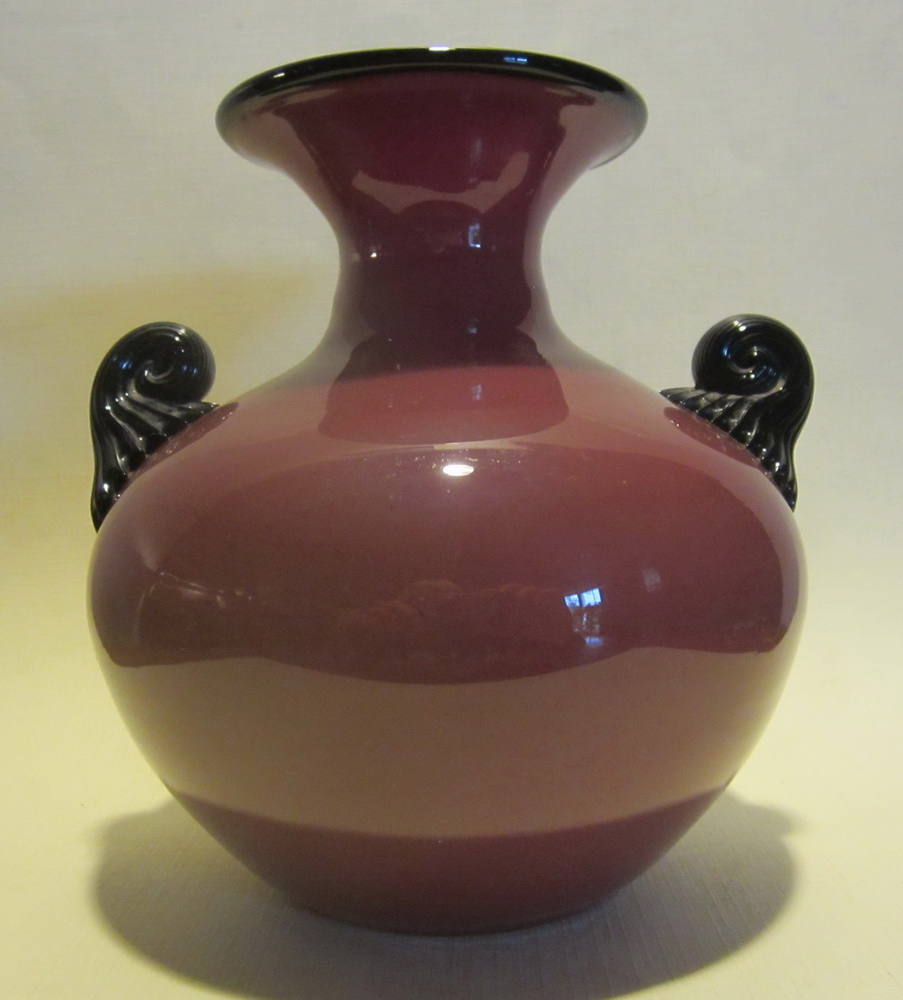 Red/ burgundy Loetz Powolny tango glass vase 