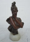 art nouveau bronze bust of a young smiling woman with arms!  by George Van Der Straeten. 