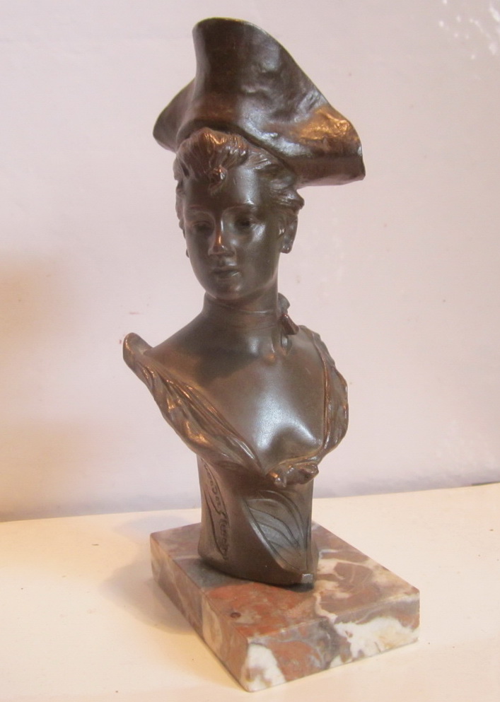 art nouveau bronze bust, by George Van Der Straeten. H 20 cm