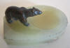 antique Vienna bronze polar bear on onyx pintray