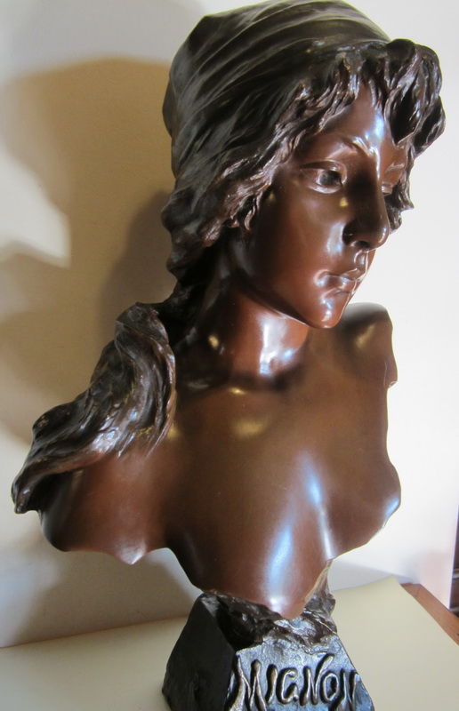  art nouveau bronze bust:  "Mignon" by Emmnuel Villanis.