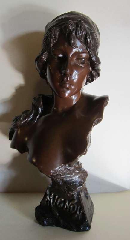  art nouveau bronze bust:  "Mignon" by Emmnuel Villanis.