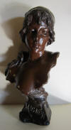 art nouveau bronze bust by Emmanuel Villanis, Mignon