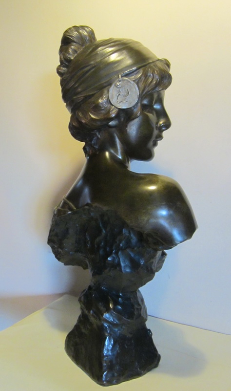  art nouveau bronze bust:  "Tzigane" by Emmanuel Villanis.