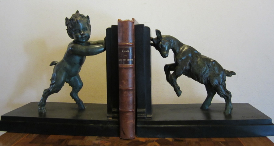 art deco bookends faun & goat Carlier