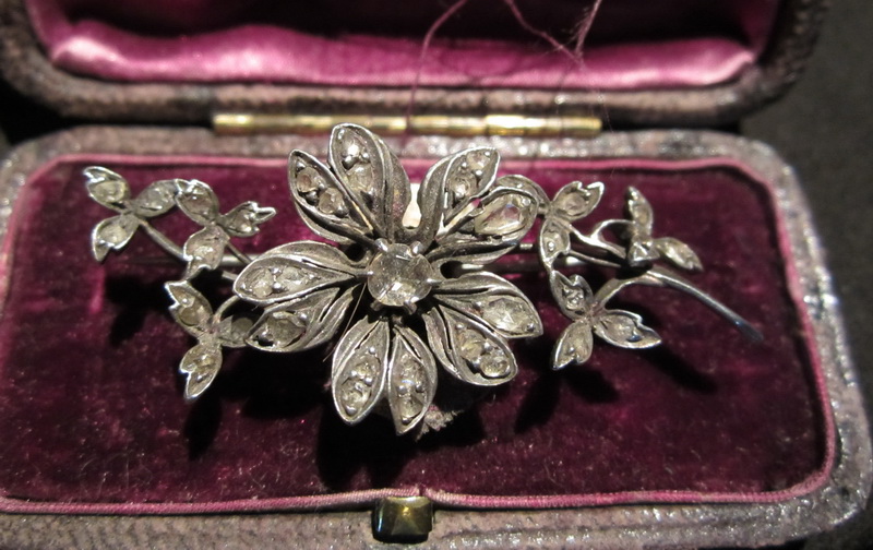 Exquisite early 19th century brooch with rose cut diamonds, stones set in silver. 