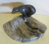 Bronze polar bear on stone pintray. 1945