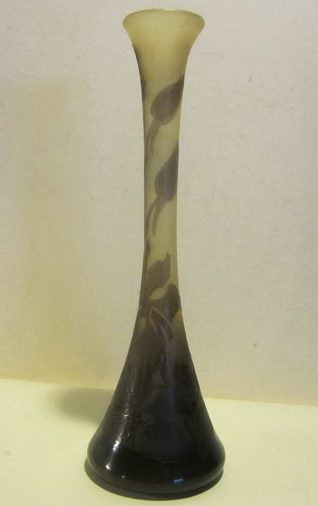 cameo glass French art nouveau soliflore vase, by D'Argental, Paul Nicolas