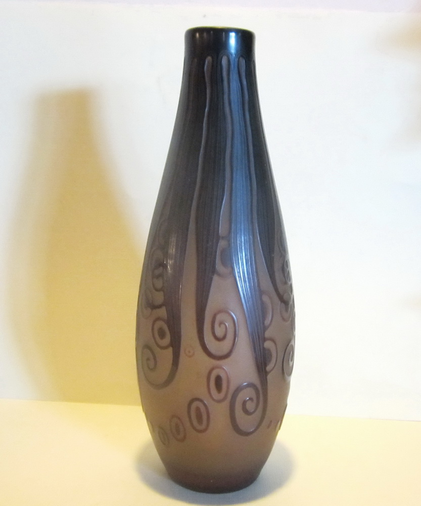 cameo glass art nouveau vase, by D'Argental, Paul Nicolas, St Louis