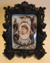 memento mori with palette hairwork,  in vulcanite frame