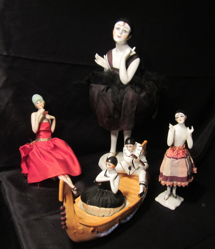 Half dolls, puffs, Pierrots, Hertwig & co, Carl Schneider..