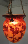 Fab art nouveau acid etched cameo glass suspension by Le Verre Francais, Charles Schneider