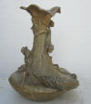 Gorgeous terra cotta art nouveau vase with 4 monkeys, being attacked by a crocodile! Austrian