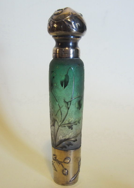 antique art nouveau acid etched DAUM Nancy cameo glass perfume bottle