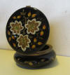 antique glass pill box, decorated with an enameled design!